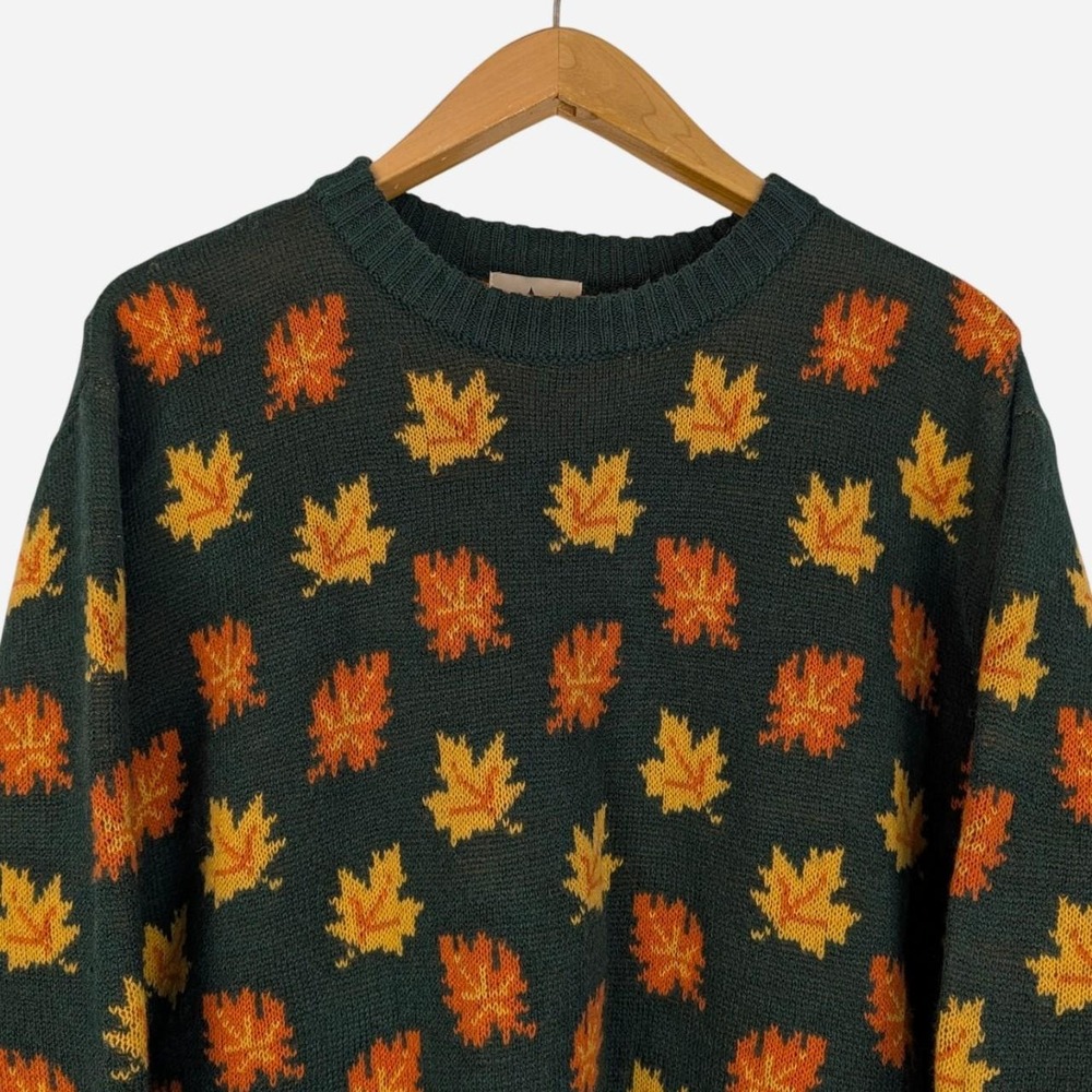 Kiel James Patrick Maple Leaf Fall Sweater Forest Green XXL - Picture 3 of 8